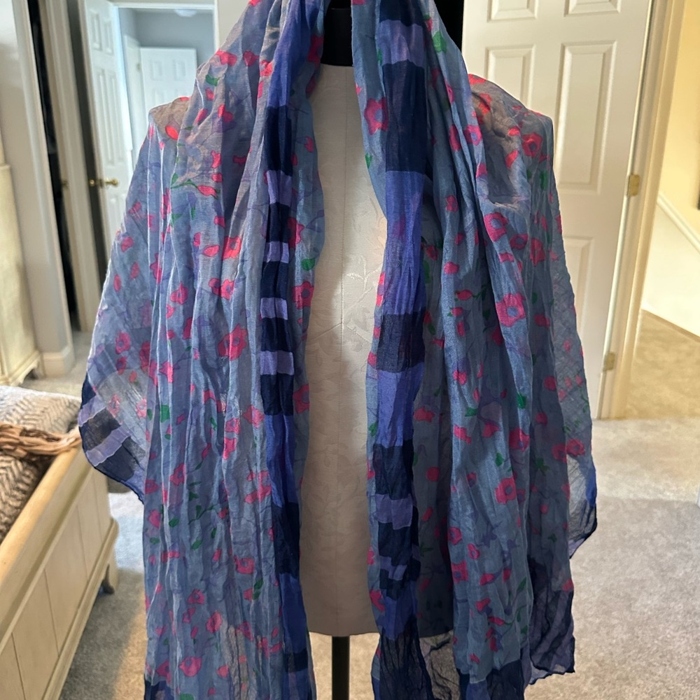 Floral Blue and Pink Women's Scarf
